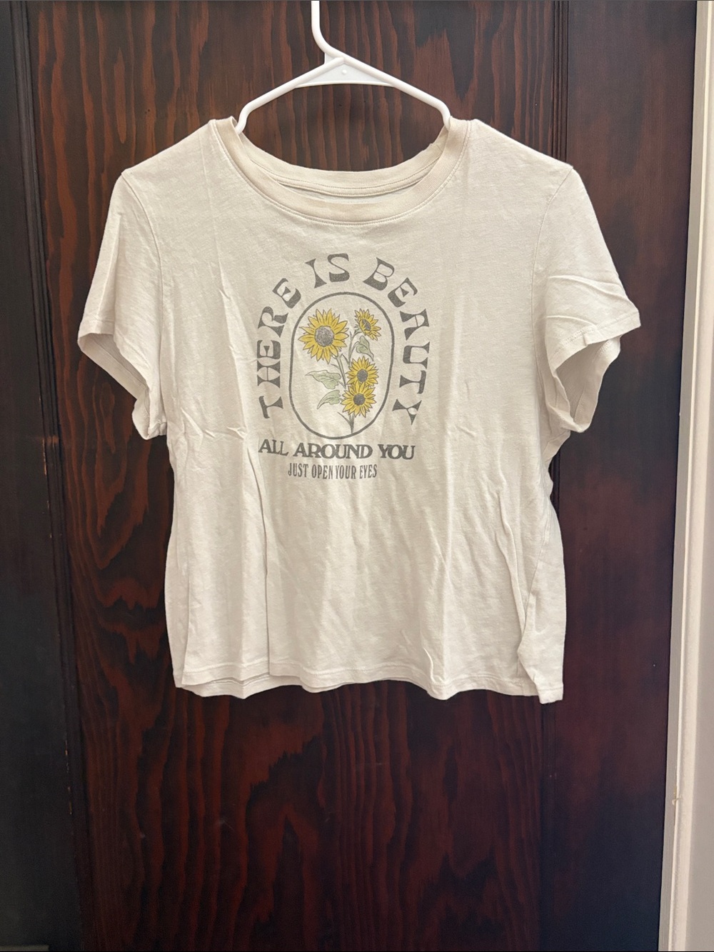 American Eagle Outfitters Cream Logo Tee